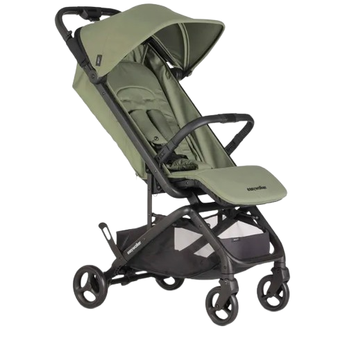 Easywalker Miley2 kinderwagen in Sage Green met zwart frame en wielen.