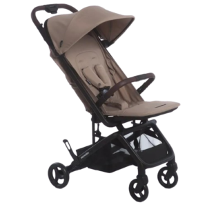 Easywalker Miley2 kinderwagen in Pearl Taupe met zwart frame en wielen.