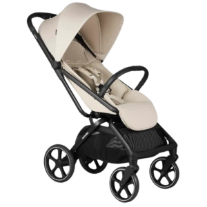 Easywalker Rockey L kinderwagen in Bright Taupe met zwarte wielen en frame